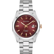 Bulova Surveyor Collection Automatic Watch - Stainless/Burgundy