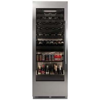 Perlick 30 Inch Column Beverage, Dual Zone, Glass Overlay Ready: Panel Ready, Left Hinge