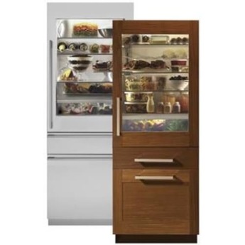 Monogram 30" Custom Panel with Glass Door Bottom Freezer Regfrigerator - Energy Star