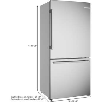 Bosch 33 Inch 100 Series Counter Depth Bottom Mount Refrigerator: Stainless Steel — thumbnail 14