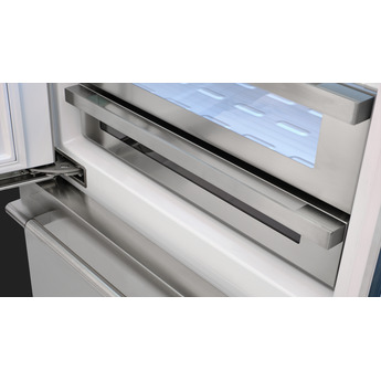 Fulgor Milano 36 Inch Built-In Bottom Freezer Refrigerator with 18.5 cu. ft. Total Capacity, Ice Maker, Total No Frost, LED Lighting, Deep-Freezing, and Holiday Mode: Stainless Steel, Left Hinge — thumbnail 5