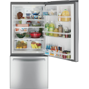 GE 30 Inch Bottom Freezer Refrigerator, in Fingerprint Resistant Stainless Steel — thumbnail 8