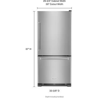 KitchenAid 30" 19 cu. ft. Stainless Steel Full Depth Non Dispense Bottom Mount R — thumbnail 4