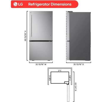 LG 33 Inch 26 Cu. Ft. Bottom-Mount Refrigerator: Fingerprint Resistant Stainless Steel — thumbnail 12