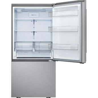 LG 33 Inch 26 Cu. Ft. Bottom-Mount Refrigerator: Fingerprint Resistant Stainless Steel — thumbnail 4