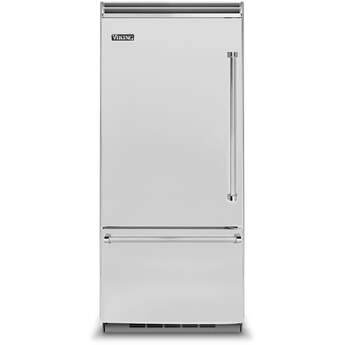 Viking 36 Inch Built-In Bottom-Freezer Refrigerator with 20.4 cu. ft. Total Capacity, Air Purifier, 2 Deli Drawers, Spillproof Glass Shelves, 2 Humidity Zones, Aluminum Door Bins and Sabbath Mode: Stainless Steel, Left Hinge
