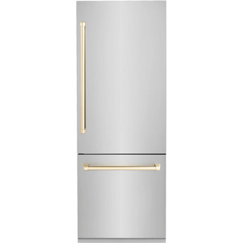Z Line 30 Inch Autograph Edition 16.1 cu. ft. Built-in 2-Door Bottom Freezer Refrigerator with Internal Water and Ice Dispenser: Stainless Steel With Gold Accents — thumbnail 36