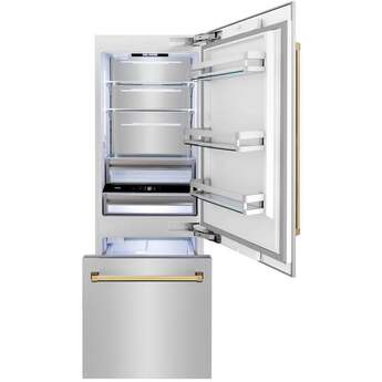 Z Line 30 Inch Autograph Edition 16.1 cu. ft. Built-in 2-Door Bottom Freezer Refrigerator with Internal Water and Ice Dispenser: Stainless Steel With Gold Accents — thumbnail 38