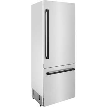 Z Line 30 Inch Autograph Edition 16.1 cu. ft. Built-in 2-Door Bottom Freezer Refrigerator with Internal Water and Ice Dispenser: Stainless Steel With Matte Black Accents — thumbnail 17
