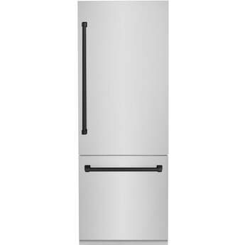 Z Line 30 Inch Autograph Edition 16.1 cu. ft. Built-in 2-Door Bottom Freezer Refrigerator with Internal Water and Ice Dispenser: Stainless Steel With Matte Black Accents — thumbnail 19