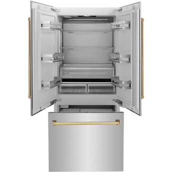 Z Line 36 Inch Autograph Edition 19.6 cu. ft. Built-in 2-Door Bottom Freezer Refrigerator with Internal Water and Ice Dispenser: Stainless Steel With Gold Accents — thumbnail 24
