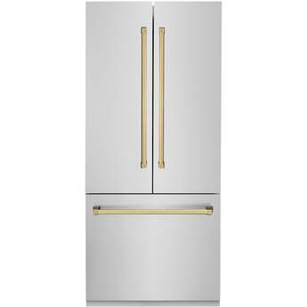 Z Line 36 Inch Autograph Edition 19.6 cu. ft. Built-in 2-Door Bottom Freezer Refrigerator with Internal Water and Ice Dispenser: Stainless Steel With Gold Accents — thumbnail 28