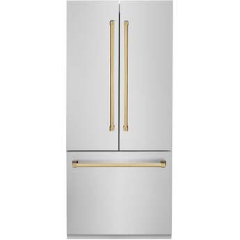 Z Line 36 Inch Autograph Edition 19.6 cu. ft. Built-in 2-Door Bottom Freezer Refrigerator with Internal Water and Ice Dispenser: Stainless Steel With Gold Accents — thumbnail 32