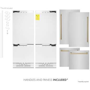 Z Line 60 Inch Built-In French Door Refrigerator with 32.2 cu. ft. Capacity, Adjustable Shelves, CrispControl Drawer, Twin Cooling+, Internal Water Dispenser, Ice Maker, and ENERGY STAR : Stainless Steel with Champagne Bronze Accents — thumbnail 29