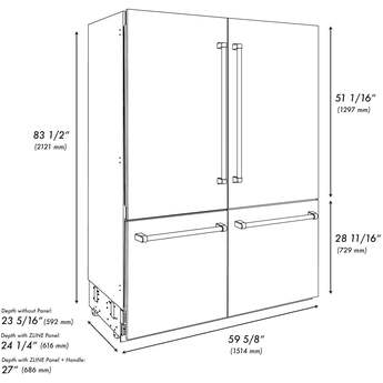 Z Line 60 Inch Built-In French Door Refrigerator with 32.2 cu. ft. Capacity, Adjustable Shelves, CrispControl Drawer, Twin Cooling+, Internal Water Dispenser, Ice Maker, and ENERGY STAR : Stainless Steel with Champagne Bronze Accents — thumbnail 31