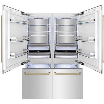 Z Line 60 Inch Built-In French Door Refrigerator with 32.2 cu. ft. Capacity, Adjustable Shelves, CrispControl Drawer, Twin Cooling+, Internal Water Dispenser, Ice Maker, and ENERGY STAR : Stainless Steel with Champagne Bronze Accents — thumbnail 41