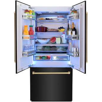 Z Line ZLINE 36 Inch Autograph Edition 19.6 cu. ft. Built-in 3-Door French Door Refrigerator: Black Stainless Steel With Champagne Bronze Accents — thumbnail 26