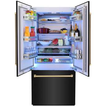 Z Line ZLINE 36 Inch Autograph Edition 19.6 cu. ft. Built-in 3-Door French Door Refrigerator: Black Stainless Steel With Champagne Bronze Accents — thumbnail 27