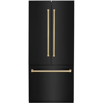 Z Line ZLINE 36 Inch Autograph Edition 19.6 cu. ft. Built-in 3-Door French Door Refrigerator: Black Stainless Steel With Champagne Bronze Accents — thumbnail 29