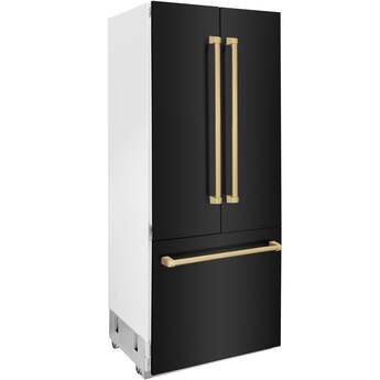 Z Line ZLINE 36 Inch Autograph Edition 19.6 cu. ft. Built-in 3-Door French Door Refrigerator: Black Stainless Steel With Champagne Bronze Accents — thumbnail 31