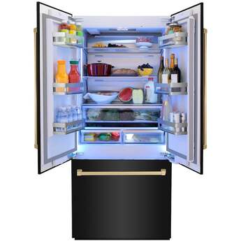 Z Line ZLINE 36 Inch Autograph Edition 19.6 cu. ft. Built-in 3-Door French Door Refrigerator: Black Stainless Steel With Polished Gold Accents — thumbnail 28