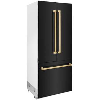 Z Line ZLINE 36 Inch Autograph Edition 19.6 cu. ft. Built-in 3-Door French Door Refrigerator: Black Stainless Steel With Polished Gold Accents — thumbnail 30