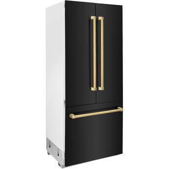 Z Line ZLINE 36 Inch Autograph Edition 19.6 cu. ft. Built-in 3-Door French Door Refrigerator: Black Stainless Steel With Polished Gold Accents — thumbnail 31