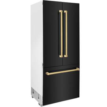 Z Line ZLINE 36 Inch Autograph Edition 19.6 cu. ft. Built-in 3-Door French Door Refrigerator: Black Stainless Steel With Polished Gold Accents — thumbnail 32