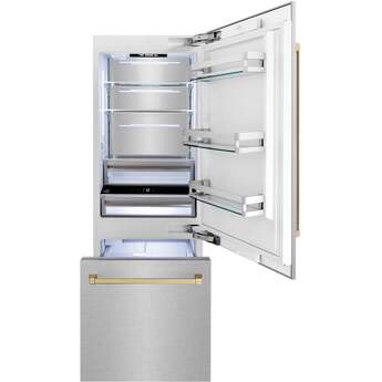Z Line 30 Inch Autograph Edition 16.1 cu. ft. Built-in 2-Door Bottom Freezer Refrigerator: Durasnow Stainless Steel With Champagne Bronze Accents — thumbnail 42