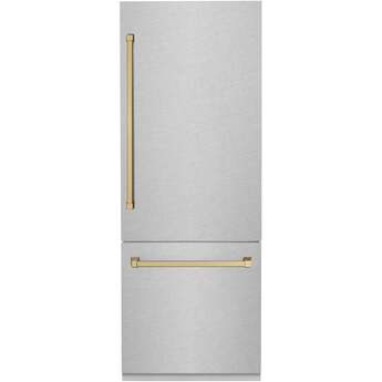 Z Line 30 Inch Autograph Edition 16.1 cu. ft. Built-in 2-Door Bottom Freezer Refrigerator: Durasnow Stainless Steel With Champagne Bronze Accents — thumbnail 44