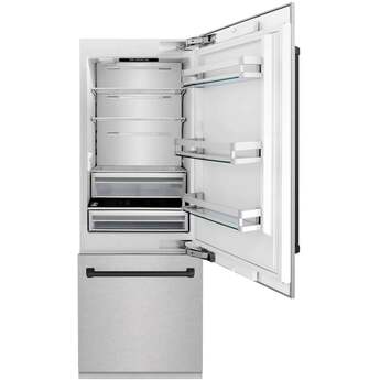 Z Line 30 Inch Autograph Edition 16.1 cu. ft. Built-in 2-Door Bottom Freezer Refrigerator: Durasnow Stainless Steel With Matte Black Accents — thumbnail 19