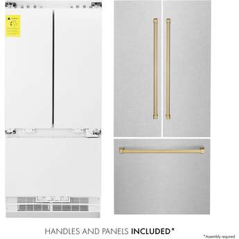 Z Line ZLINE 36 Inch Autograph Edition 19.6 cu. ft. Built-in 3-Door French Door Refrigerator: Durasnow Stainless Steel With Champagne Bronze Accents — thumbnail 34