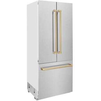 Z Line ZLINE 36 Inch Autograph Edition 19.6 cu. ft. Built-in 3-Door French Door Refrigerator: Durasnow Stainless Steel With Champagne Bronze Accents — thumbnail 35