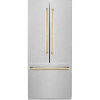 Z Line ZLINE 36 Inch Autograph Edition 19.6 cu. ft. Built-in 3-Door French Door Refrigerator: Durasnow Stainless Steel With Polished Gold Accents — thumbnail 29