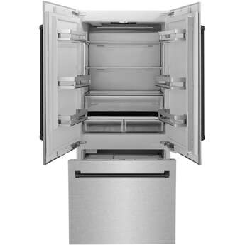 Z Line ZLINE 36 Inch Autograph Edition 19.6 cu. ft. Built-in 3-Door French Door Refrigerator: Durasnow Stainless Steel With Matte Black Accents — thumbnail 47