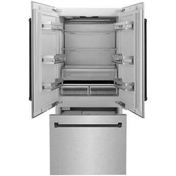 Z Line ZLINE 36 Inch Autograph Edition 19.6 cu. ft. Built-in 3-Door French Door Refrigerator: Durasnow Stainless Steel With Matte Black Accents — thumbnail 49