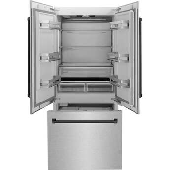Z Line ZLINE 36 Inch Autograph Edition 19.6 cu. ft. Built-in 3-Door French Door Refrigerator: Durasnow Stainless Steel With Matte Black Accents — thumbnail 50