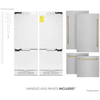 Z Line Autograph Edition 60 Inch Built-In 4-Door French Door Refrigerator with 32.2 cu. ft. Capacity, Adjustable Shelves, CrispControl Drawer, Twin Cooling+, Internal Water Dispenser, Ice Maker, and ENERGY STAR : Durasnow Stainless Steel With Champagne Bronze Accents — thumbnail 31