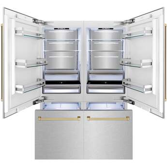 Z Line Autograph Edition 60 Inch Built-In 4-Door French Door Refrigerator with 32.2 cu. ft. Capacity, Adjustable Shelves, CrispControl Drawer, Twin Cooling+, Internal Water Dispenser, Ice Maker, and ENERGY STAR : Durasnow Stainless Steel With Champagne Bronze Accents — thumbnail 44