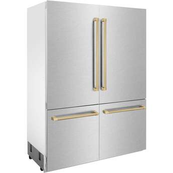 Z Line Autograph Edition 60 Inch Built-In 4-Door French Door Refrigerator with 32.2 cu. ft. Capacity, Adjustable Shelves, CrispControl Drawer, Twin Cooling+, Internal Water Dispenser, Ice Maker, and ENERGY STAR : Durasnow Stainless Steel With Champagne Bronze Accents — thumbnail 48