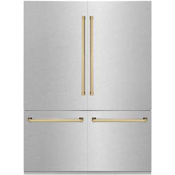 Z Line Autograph Edition 60 Inch Built-In 4-Door French Door Refrigerator with 32.2 cu. ft. Capacity, Adjustable Shelves, CrispControl Drawer, Twin Cooling+, Internal Water Dispenser, Ice Maker, and ENERGY STAR : Durasnow Stainless Steel With Polished Gold Accents — thumbnail 35