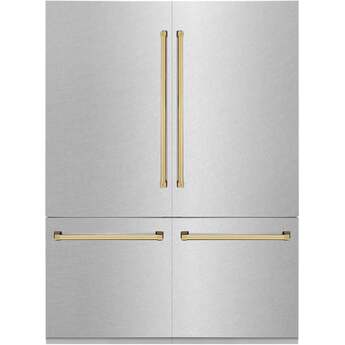 Z Line Autograph Edition 60 Inch Built-In 4-Door French Door Refrigerator with 32.2 cu. ft. Capacity, Adjustable Shelves, CrispControl Drawer, Twin Cooling+, Internal Water Dispenser, Ice Maker, and ENERGY STAR : Durasnow Stainless Steel With Polished Gold Accents — thumbnail 41
