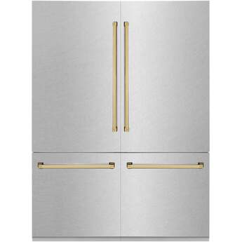 Z Line Autograph Edition 60 Inch Built-In 4-Door French Door Refrigerator with 32.2 cu. ft. Capacity, Adjustable Shelves, CrispControl Drawer, Twin Cooling+, Internal Water Dispenser, Ice Maker, and ENERGY STAR : Durasnow Stainless Steel With Polished Gold Accents — thumbnail 44