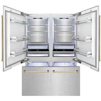 Z Line Autograph Edition 60 Inch Built-In 4-Door French Door Refrigerator with 32.2 cu. ft. Capacity, Adjustable Shelves, CrispControl Drawer, Twin Cooling+, Internal Water Dispenser, Ice Maker, and ENERGY STAR : Durasnow Stainless Steel With Polished Gold Accents — thumbnail 46