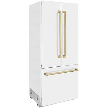 Z Line ZLINE 36 Inch Autograph Edition 19.6 cu. ft. Built-in 3-Door French Door Refrigerator: White Matte With Champagne Bronze Accents — thumbnail 23