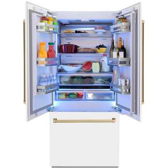 Z Line ZLINE 36 Inch Autograph Edition 19.6 cu. ft. Built-in 3-Door French Door Refrigerator: White Matte With Champagne Bronze Accents — thumbnail 26