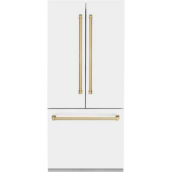 Z Line ZLINE 36 Inch Autograph Edition 19.6 cu. ft. Built-in 3-Door French Door Refrigerator: White Matte With Champagne Bronze Accents — thumbnail 30