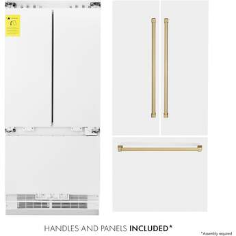 Z Line ZLINE 36 Inch Autograph Edition 19.6 cu. ft. Built-in 3-Door French Door Refrigerator: White Matte With Champagne Bronze Accents — thumbnail 31