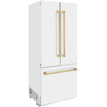 Z Line ZLINE 36 Inch Autograph Edition 19.6 cu. ft. Built-in 3-Door French Door Refrigerator: White Matte With Polished Gold Accents — thumbnail 33