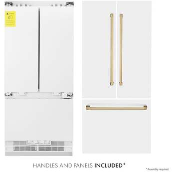 Z Line ZLINE 36 Inch Autograph Edition 19.6 cu. ft. Built-in 3-Door French Door Refrigerator: White Matte With Polished Gold Accents — thumbnail 35